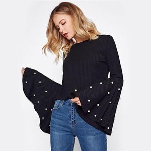 Black Long Sleeve Cotton Blouse
